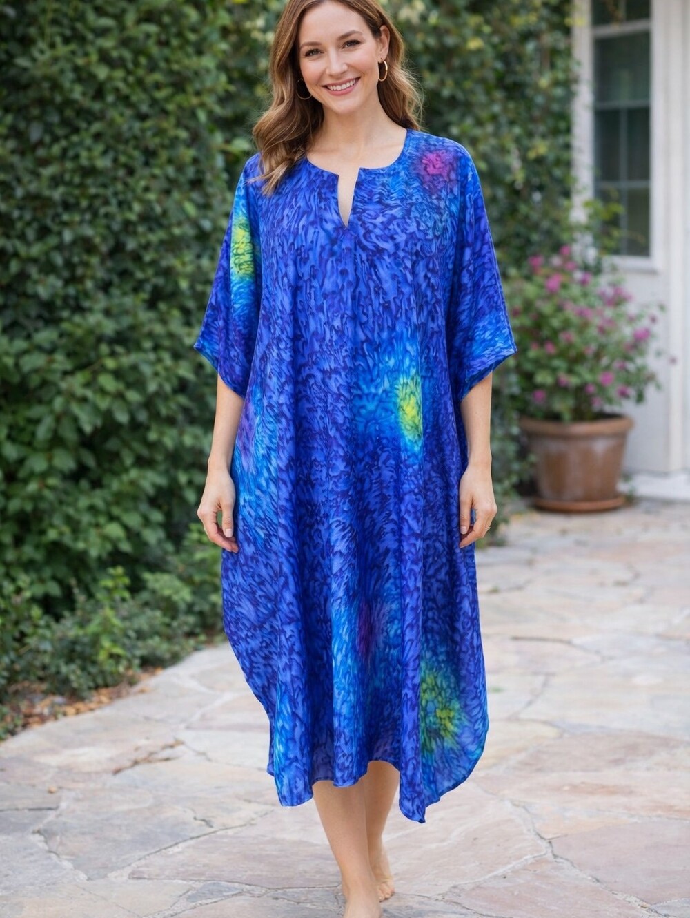 Kimono Beach Wear Free Size Royal Blue Dress Summer Plus Size